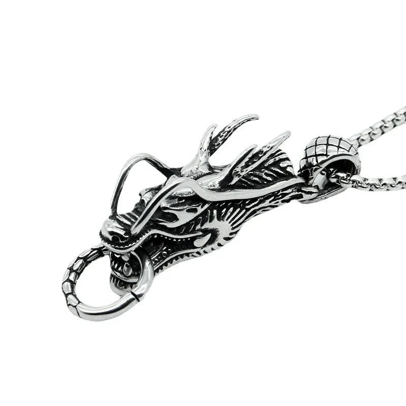 Hip-Hop Retro Dragon Titanium Steel Chain 18K Gold Plated Men'S Pendant Necklace