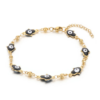 Hip-Hop Retro Eye Titanium Steel 18K Gold Plated Bracelets In Bulk