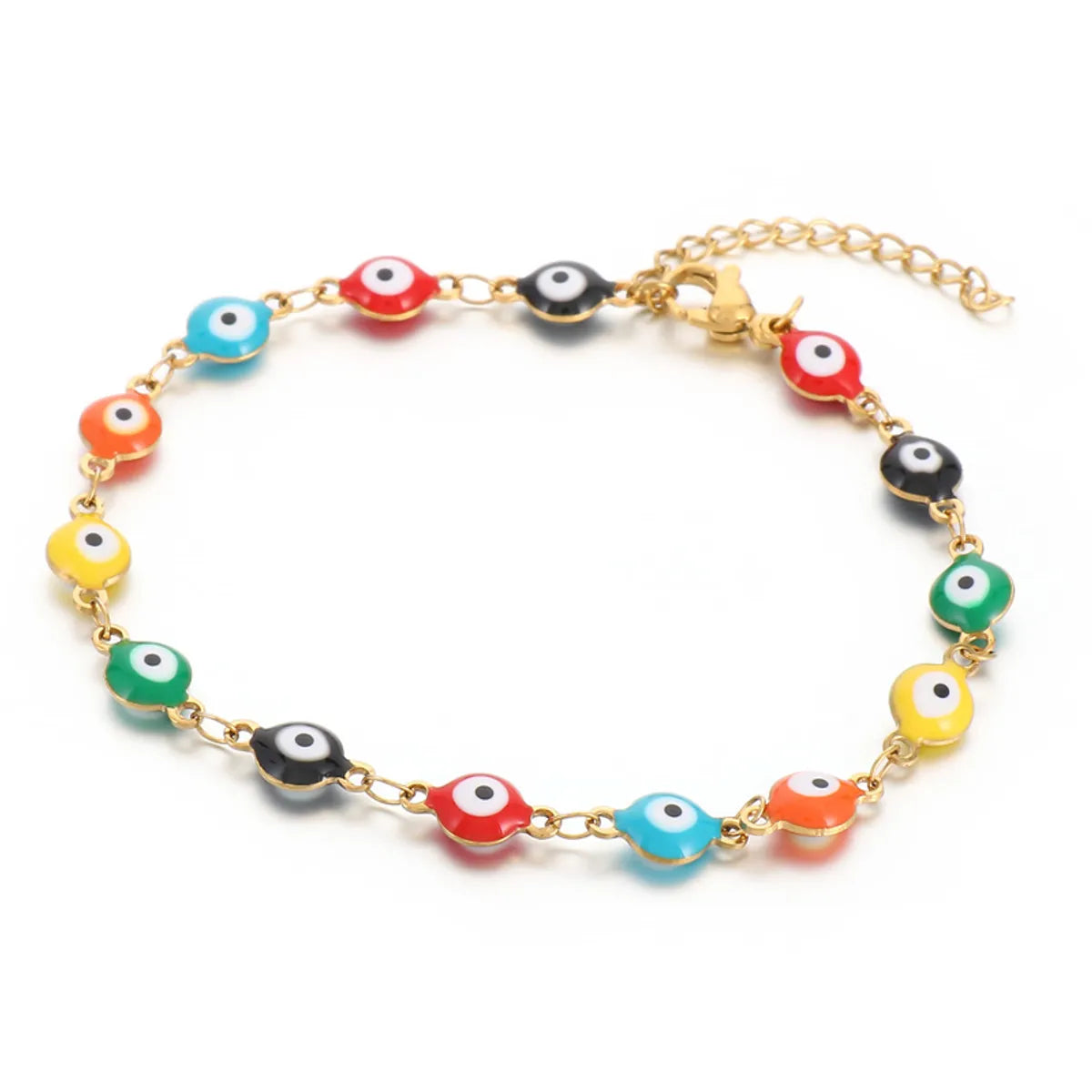 Hip-Hop Retro Eye Titanium Steel 18K Gold Plated Bracelets In Bulk