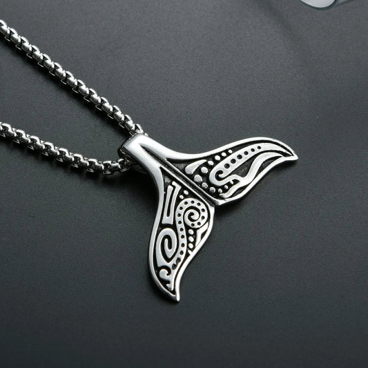 Hip-Hop Retro Fish Tail Stainless Steel Men'S Pendant Necklace