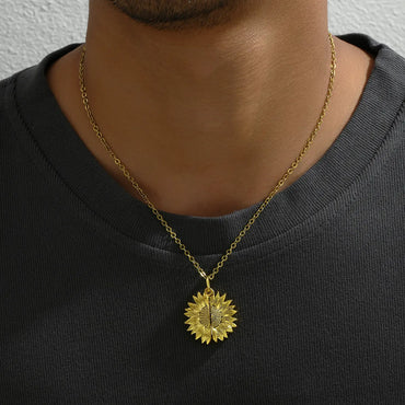 Hip-Hop Retro Flower Alloy Plating Gold Plated Pendant Necklace