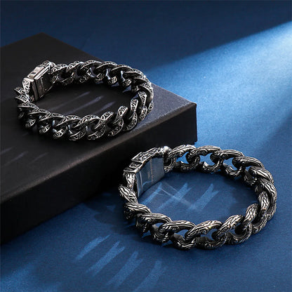 Hip-Hop Retro Flower Titanium Steel Stoving Varnish Men'S Bracelets