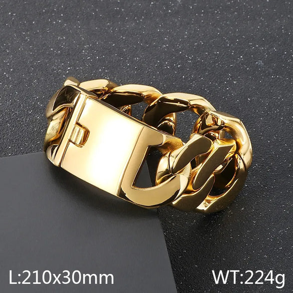 Hip-Hop Retro Geometric 304 Stainless Steel 18K Gold Plated Men'S Bracelets Men Chain Bracelets