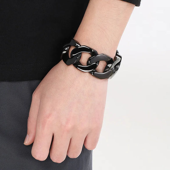 Hip-Hop Retro Geometric 304 Stainless Steel 18K Gold Plated Men'S Bracelets Men Chain Bracelets