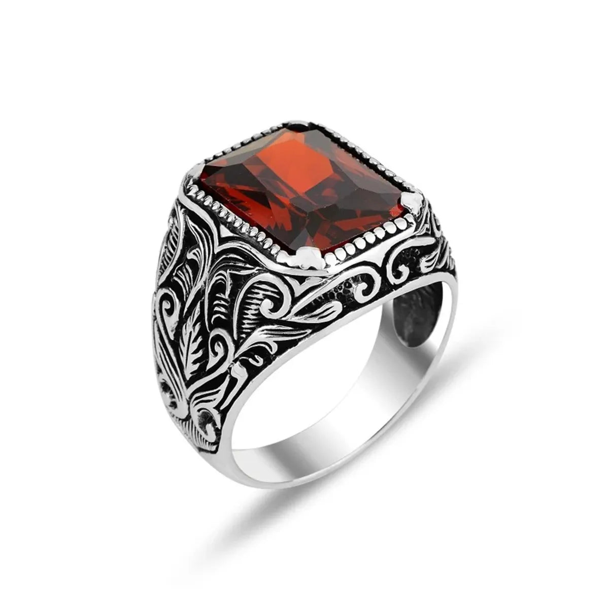 Hip-Hop Retro Geometric Alloy Plating Inlay Zircon Men'S Rings