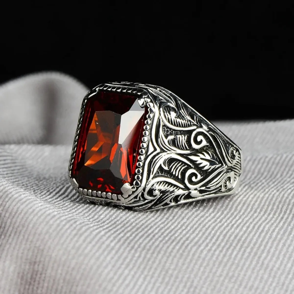 Hip-Hop Retro Geometric Alloy Plating Inlay Zircon Men'S Rings