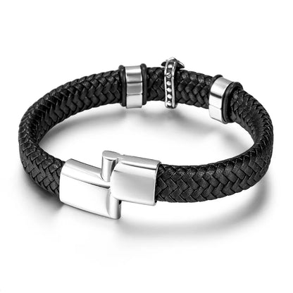 Hip-Hop Retro Geometric Cross Titanium Steel Men'S Bracelets