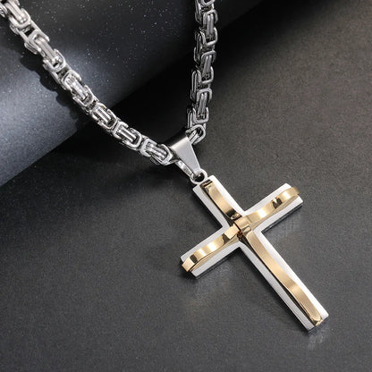 Hip-Hop Retro Geometric Cross Titanium Steel Polishing Men'S Pendant Necklace