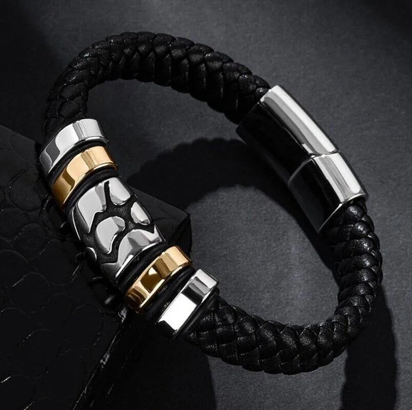 Hip-Hop Retro Geometric Pu Leather Alloy Plating Men'S Bracelets