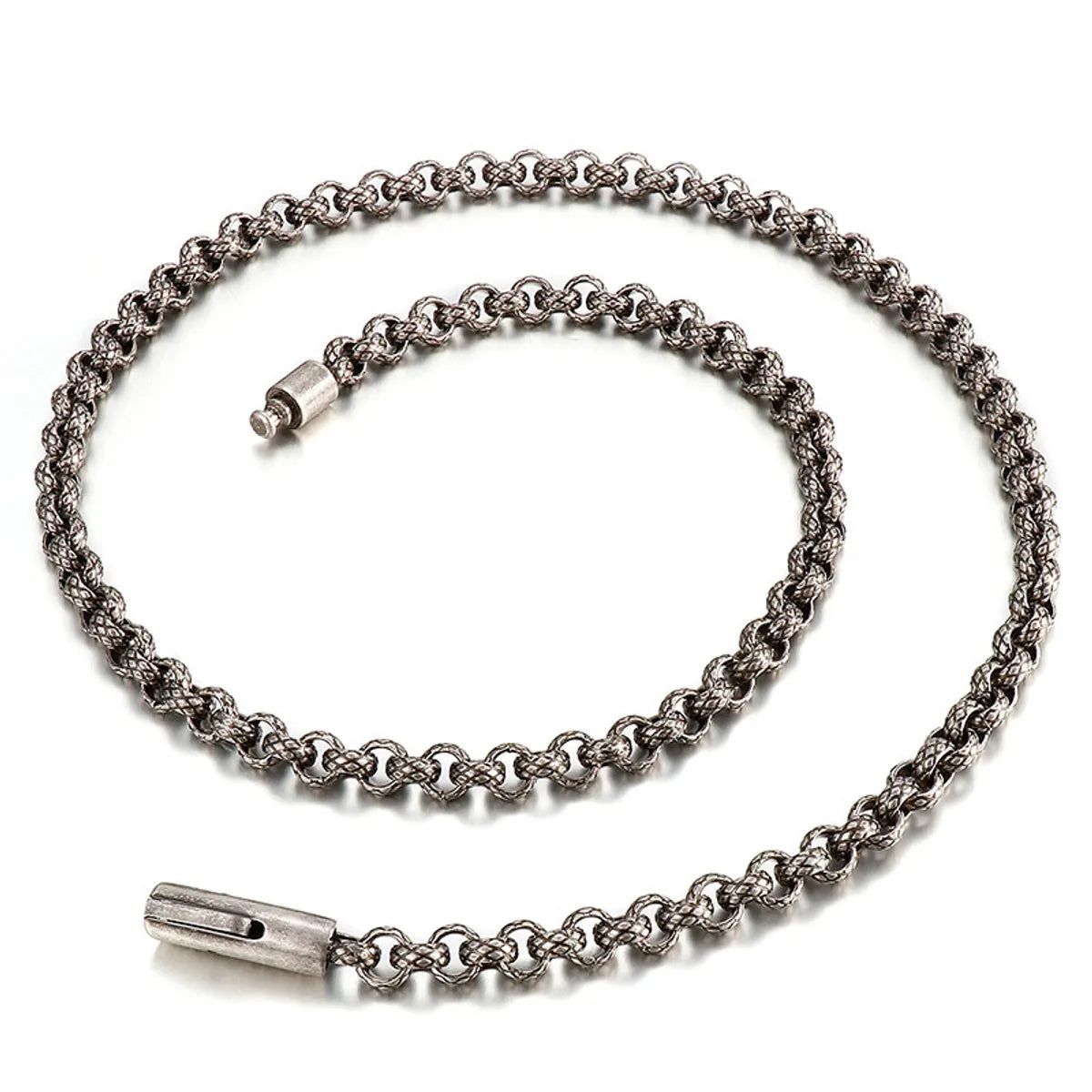 Hip-Hop Retro Geometric Solid Color Titanium Steel Plating Chain Men'S Necklace