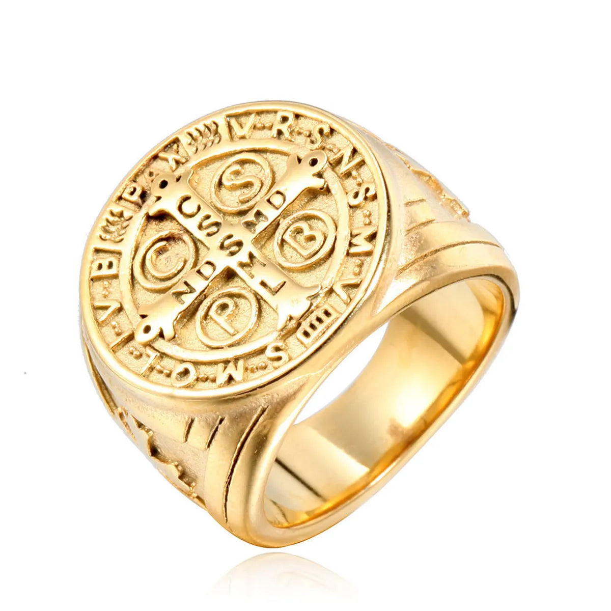 Hip-Hop Retro Geometric Stainless Steel Polishing None 18K Gold Plated Men'S Rings