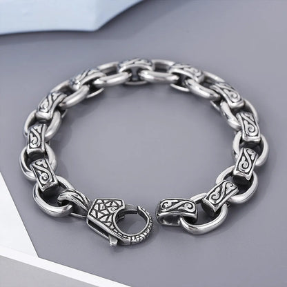 Hip-hop Retro Geometric Titanium Steel Carving Bracelets