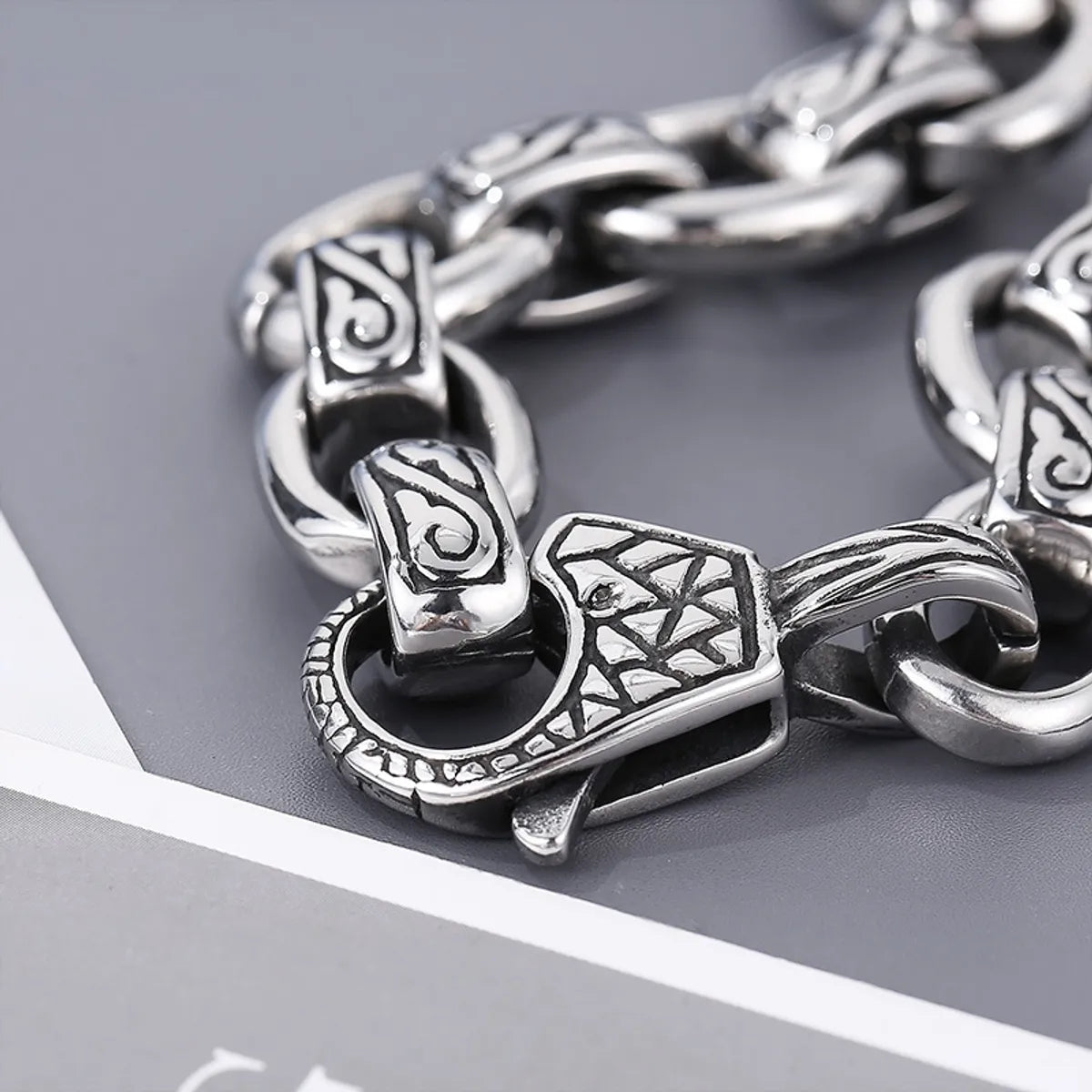 Hip-hop Retro Geometric Titanium Steel Carving Bracelets