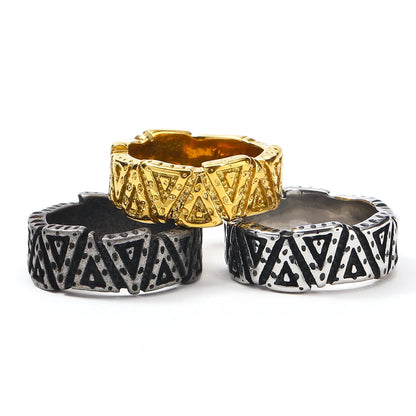 Titanium Steel 18K Gold Plated Hip-Hop Retro Plating Geometric Rings