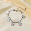 Hip-Hop Retro Heart Shape Flower Bow Knot Titanium Steel Bracelets In Bulk