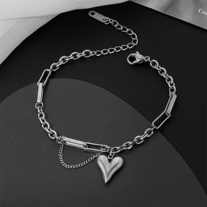 Hip-Hop Retro Heart Shape Flower Bow Knot Titanium Steel Bracelets In Bulk