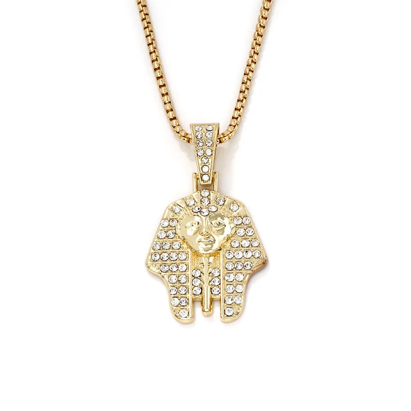 Hip-Hop Retro Human 304 Stainless Steel Alloy Inlay Rhinestones K Gold Plated Rhodium Plated Unisex Pendant Necklace