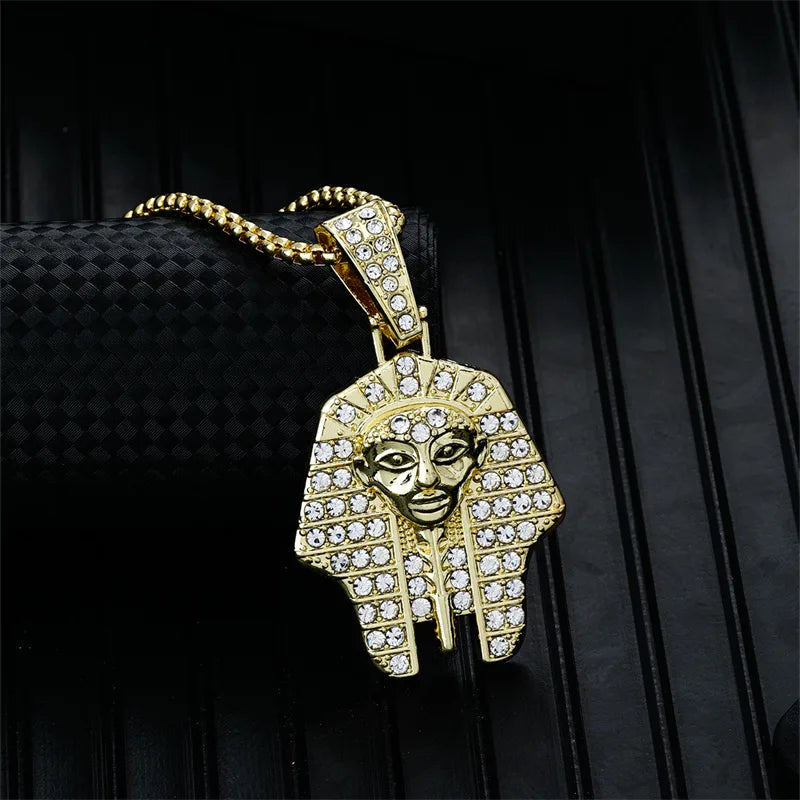 Hip-Hop Retro Human 304 Stainless Steel Alloy Inlay Rhinestones K Gold Plated Rhodium Plated Unisex Pendant Necklace