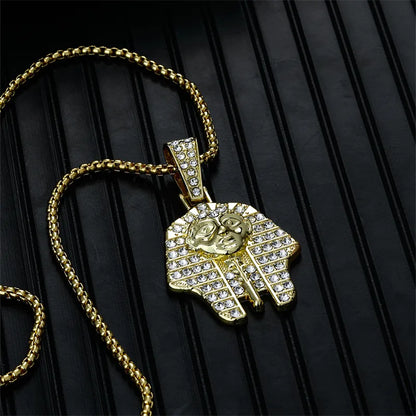 Hip-Hop Retro Human 304 Stainless Steel Alloy Inlay Rhinestones K Gold Plated Rhodium Plated Unisex Pendant Necklace