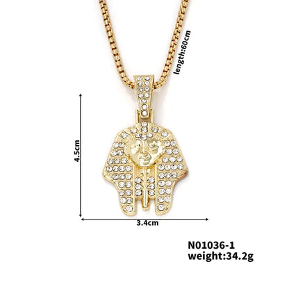 Hip-Hop Retro Human 304 Stainless Steel Alloy Inlay Rhinestones K Gold Plated Rhodium Plated Unisex Pendant Necklace