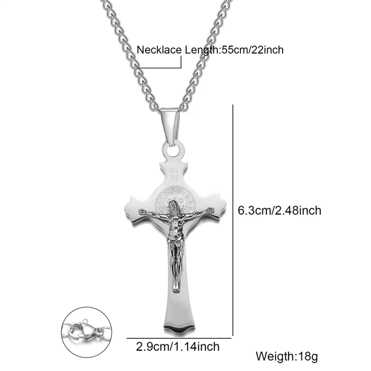 Hip-Hop Retro Human Cross 304 Stainless Steel Unisex