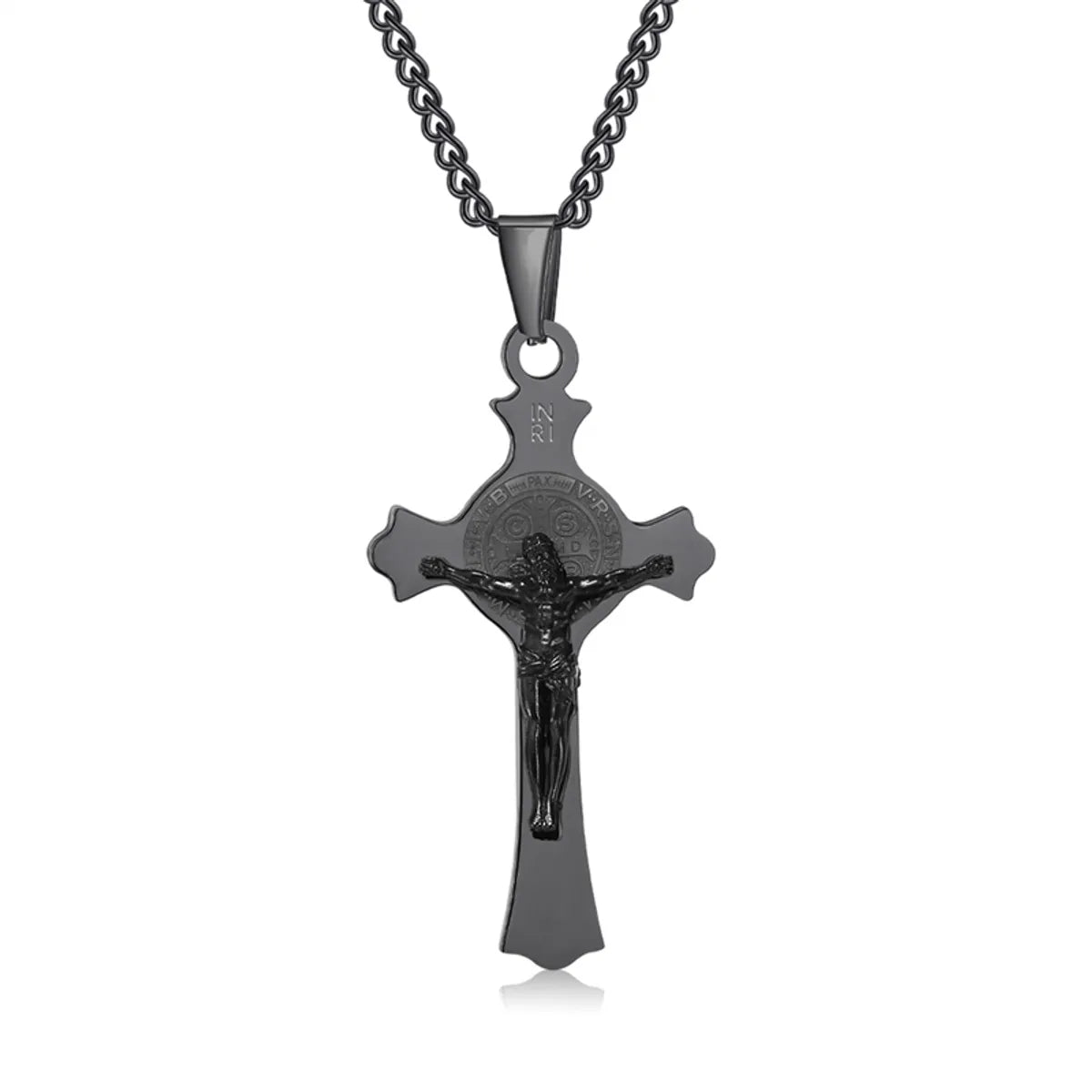 Hip-Hop Retro Human Cross 304 Stainless Steel Unisex