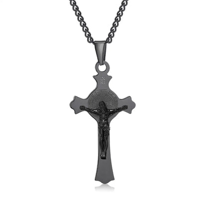 Hip-Hop Retro Human Cross 304 Stainless Steel Unisex