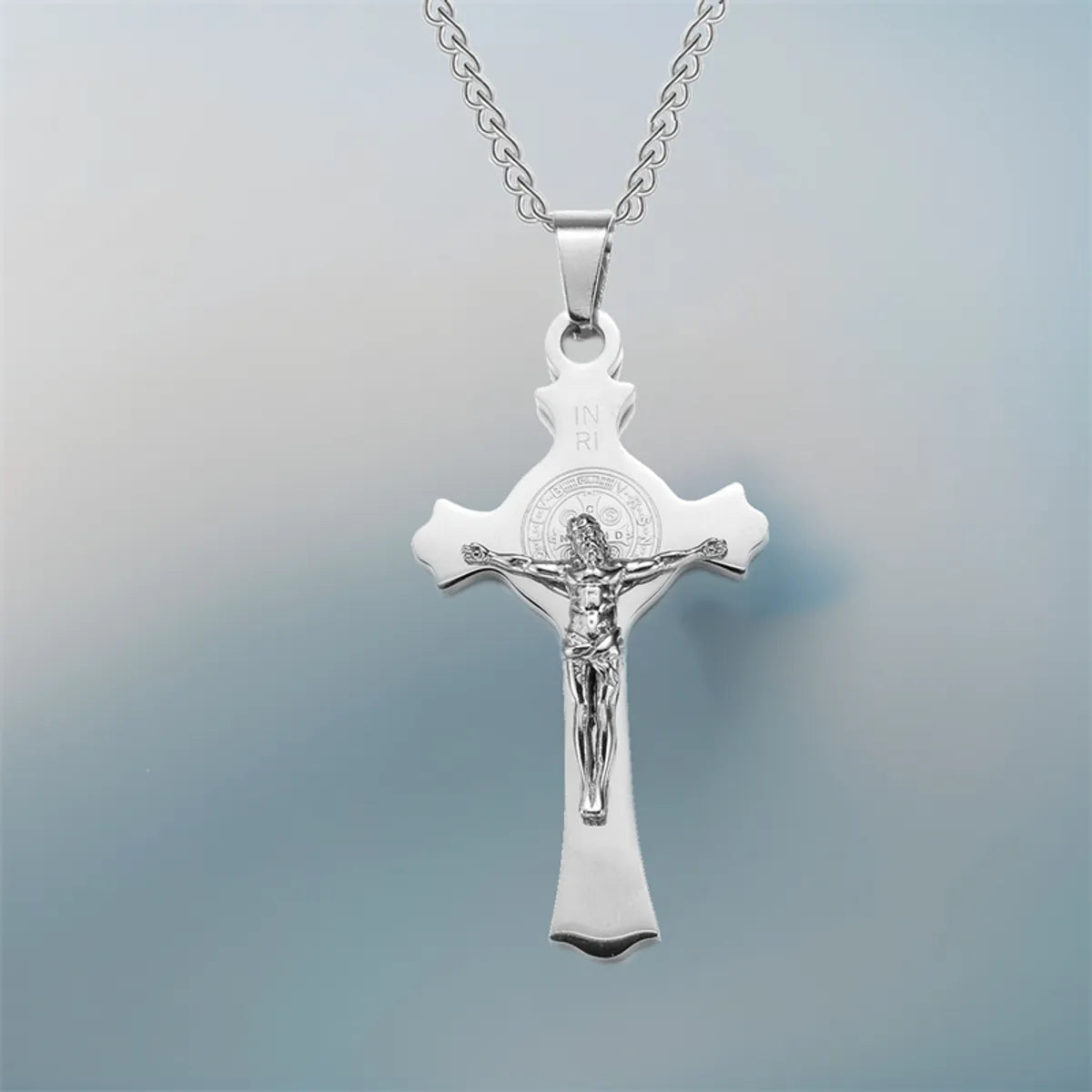 Hip-Hop Retro Human Cross 304 Stainless Steel Unisex