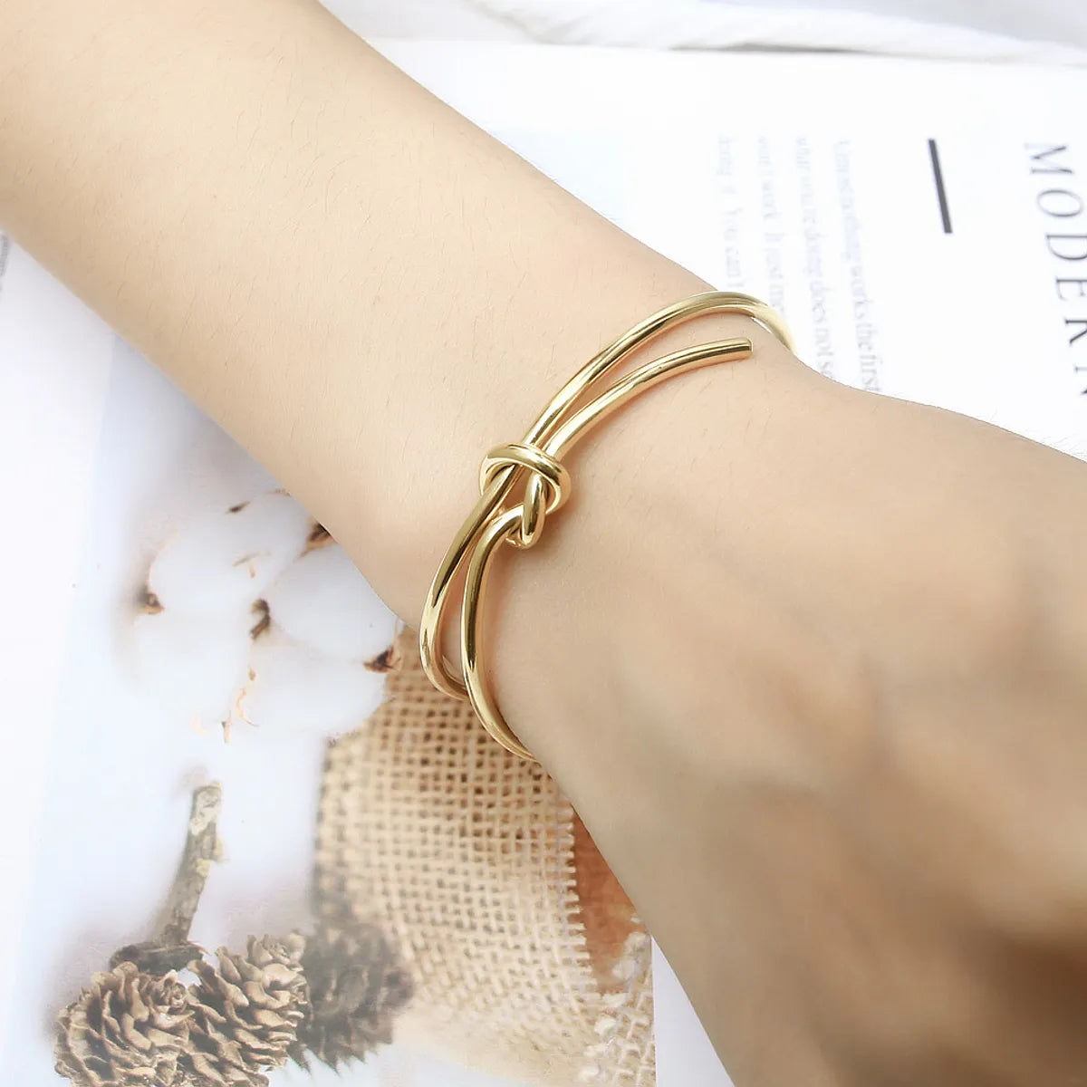 Hip-hop Retro Knot Stainless Steel Irregular Plating Gold Plated Bangle