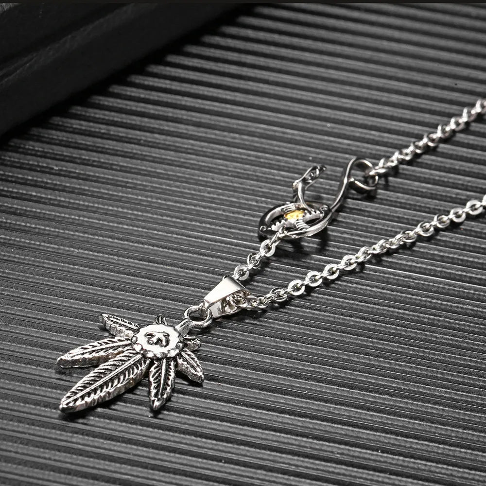 Hip-Hop Retro Leaf 304 Stainless Steel Plating 18K Gold Plated Men'S