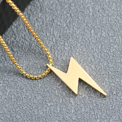 Hip-Hop Retro Lightning Titanium Steel Plating Gold Plated Men'S Pendant Necklace