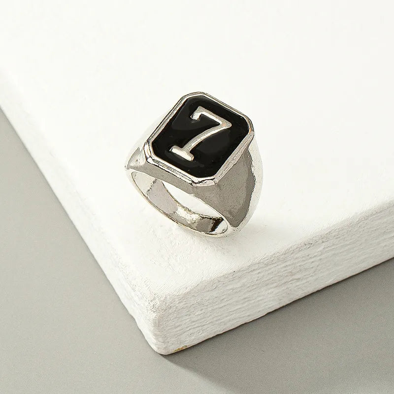 Hip-Hop Retro Number Alloy Men'S Rings