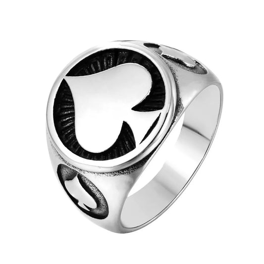 Hip-Hop Retro Poker 304 Stainless Steel 18K Gold Plated Men'S Rings