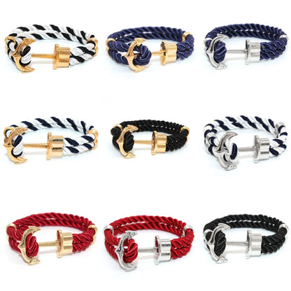 Hip-Hop Retro Punk Anchor Alloy Plating Men'S Bracelets