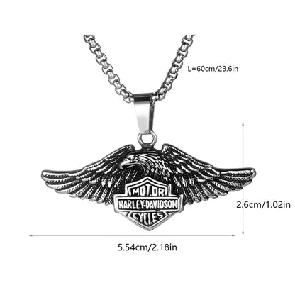 Hip-Hop Retro Punk Animal Eagle 304 Stainless Steel Polishing Inlay Acrylic Turquoise Men'S Pendant Necklace