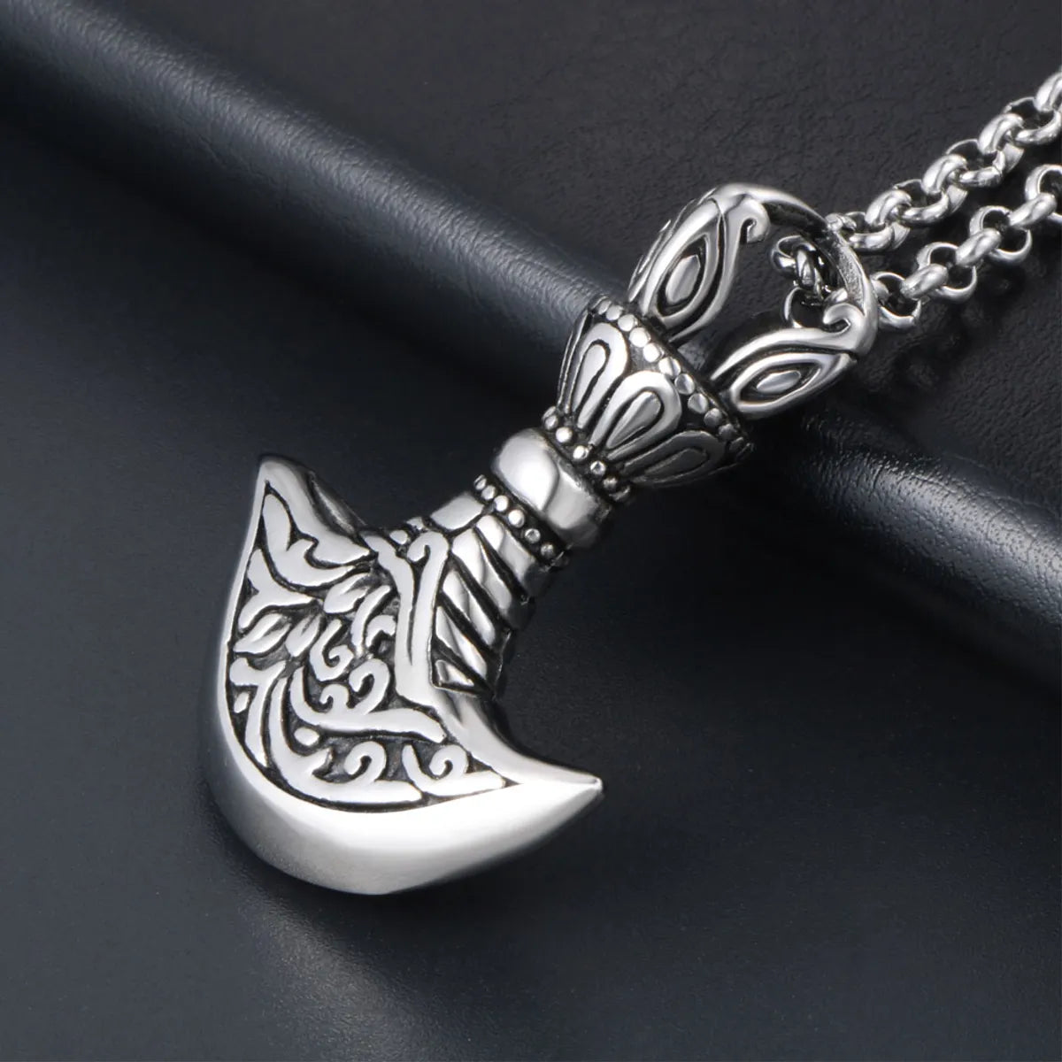 Hip-Hop Retro Punk Axe Monogram 304 Stainless Steel Polishing Men'S Pendant Necklace