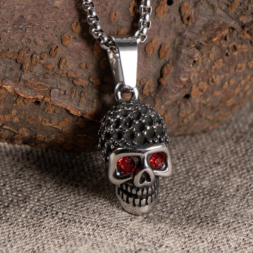 Hip-Hop Retro Punk Cross Wolf Skull 304 Stainless Steel Polishing Inlay Resin Men'S Pendant Necklace