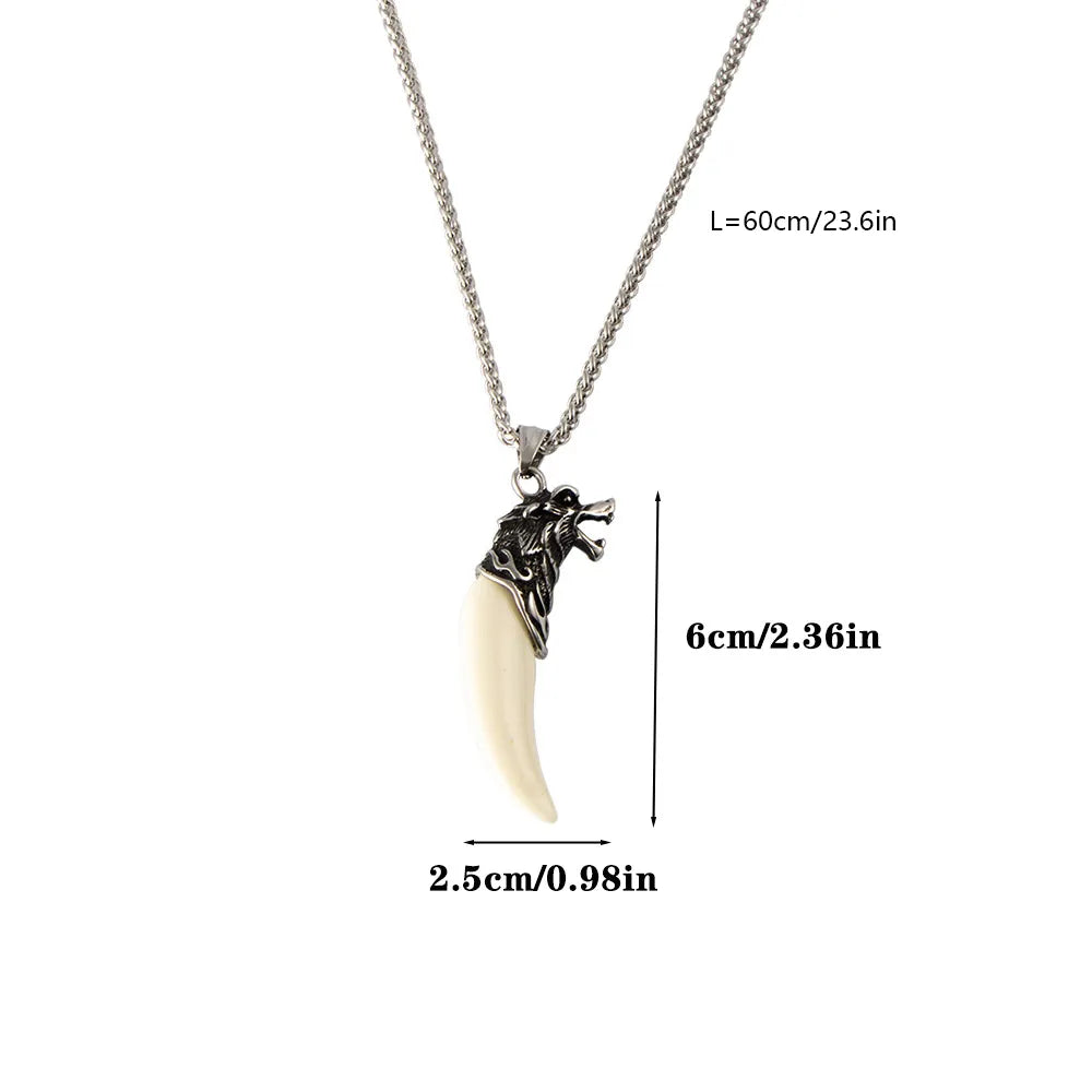 Hip-Hop Retro Punk Cross Wolf Skull 304 Stainless Steel Polishing Inlay Resin Men'S Pendant Necklace