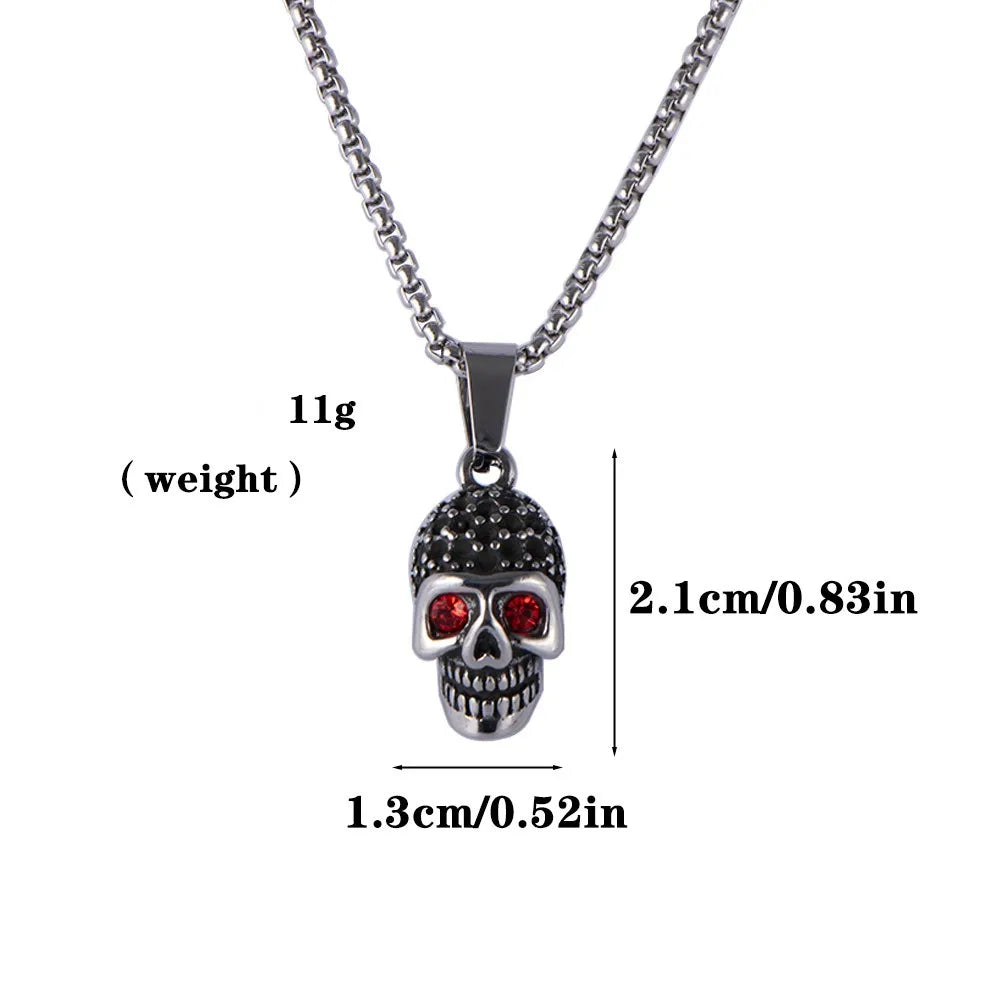 Hip-Hop Retro Punk Cross Wolf Skull 304 Stainless Steel Polishing Inlay Resin Men'S Pendant Necklace