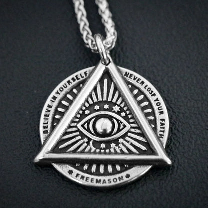 Hip-Hop Retro Punk Eye Knot Hammer 304 Stainless Steel Polishing Hollow Out Men'S Pendant Necklace