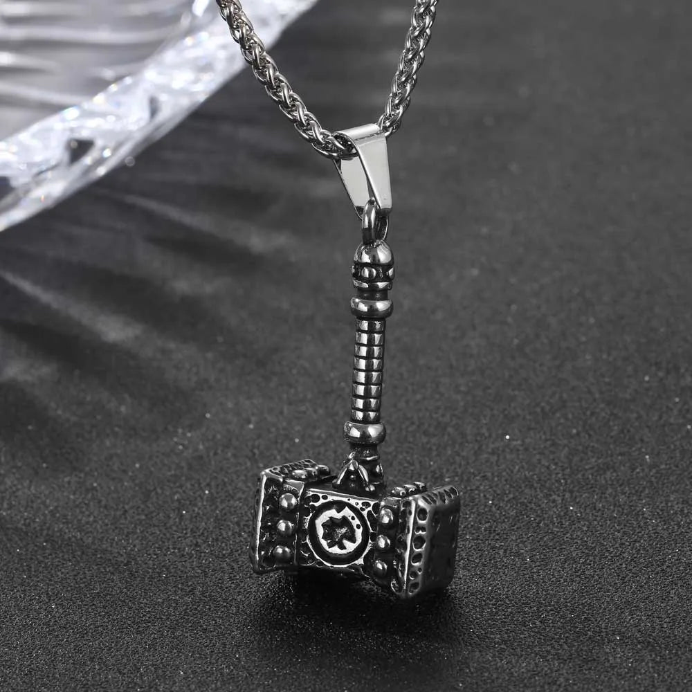 Hip-Hop Retro Punk Eye Knot Hammer 304 Stainless Steel Polishing Hollow Out Men'S Pendant Necklace