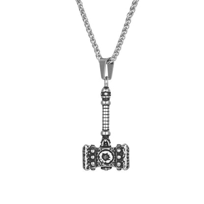 Hip-Hop Retro Punk Eye Knot Hammer 304 Stainless Steel Polishing Hollow Out Men'S Pendant Necklace