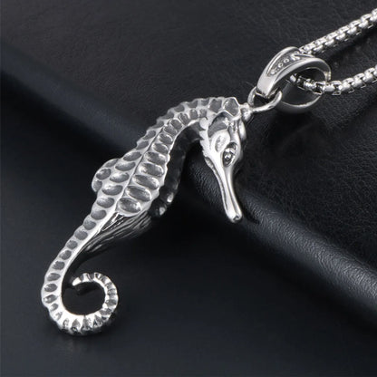 Hip-Hop Retro Punk Hippocampus 304 Stainless Steel Polishing Men'S Pendant Necklace