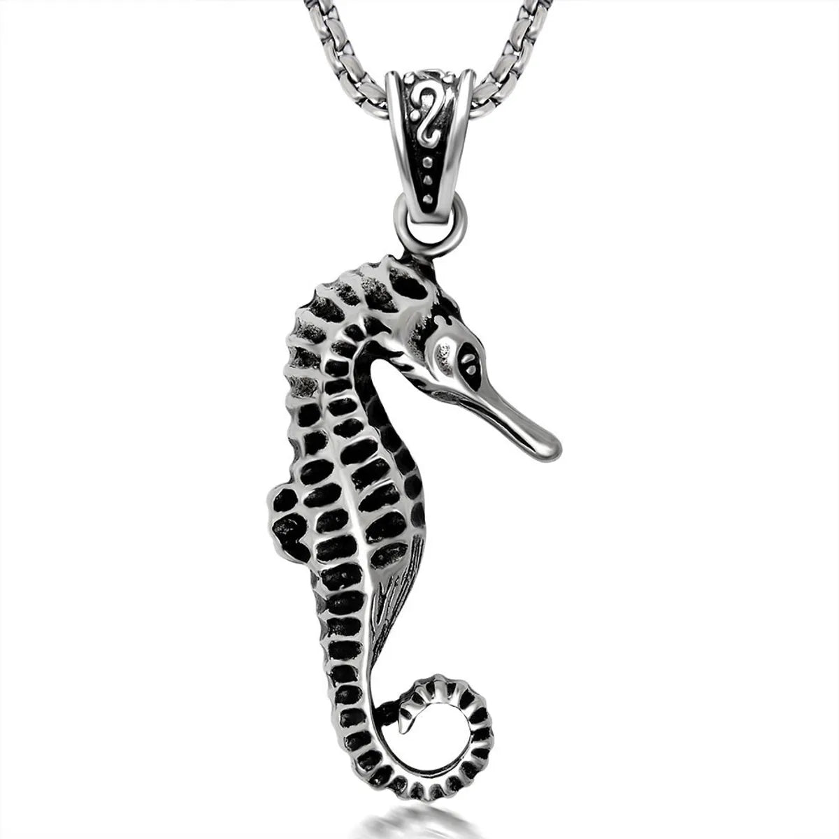 Hip-Hop Retro Punk Hippocampus 304 Stainless Steel Polishing Men'S Pendant Necklace