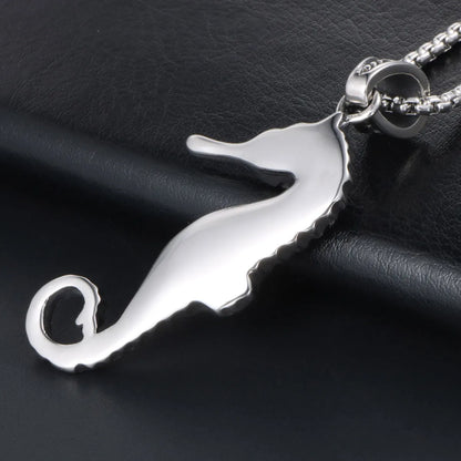 Hip-Hop Retro Punk Hippocampus 304 Stainless Steel Polishing Men'S Pendant Necklace