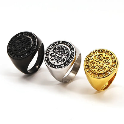 Hip-Hop Retro Punk Letter Titanium Steel 18K Gold Plated Men'S Rings