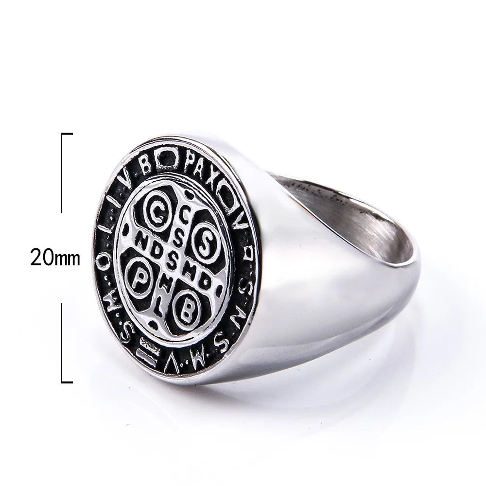 Hip-Hop Retro Punk Letter Titanium Steel 18K Gold Plated Men'S Rings