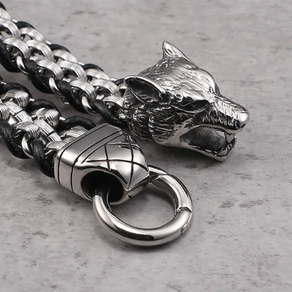 Hip-Hop Retro Punk Wolf Titanium Steel Men'S Bracelets