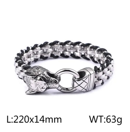 Hip-Hop Retro Punk Wolf Titanium Steel Men'S Bracelets