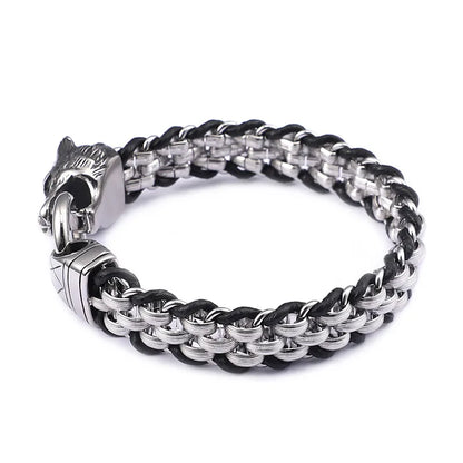 Hip-Hop Retro Punk Wolf Titanium Steel Men'S Bracelets